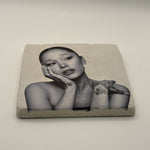 Amy Winehouse Portrait Natural Travertine Stone Coaster artwork