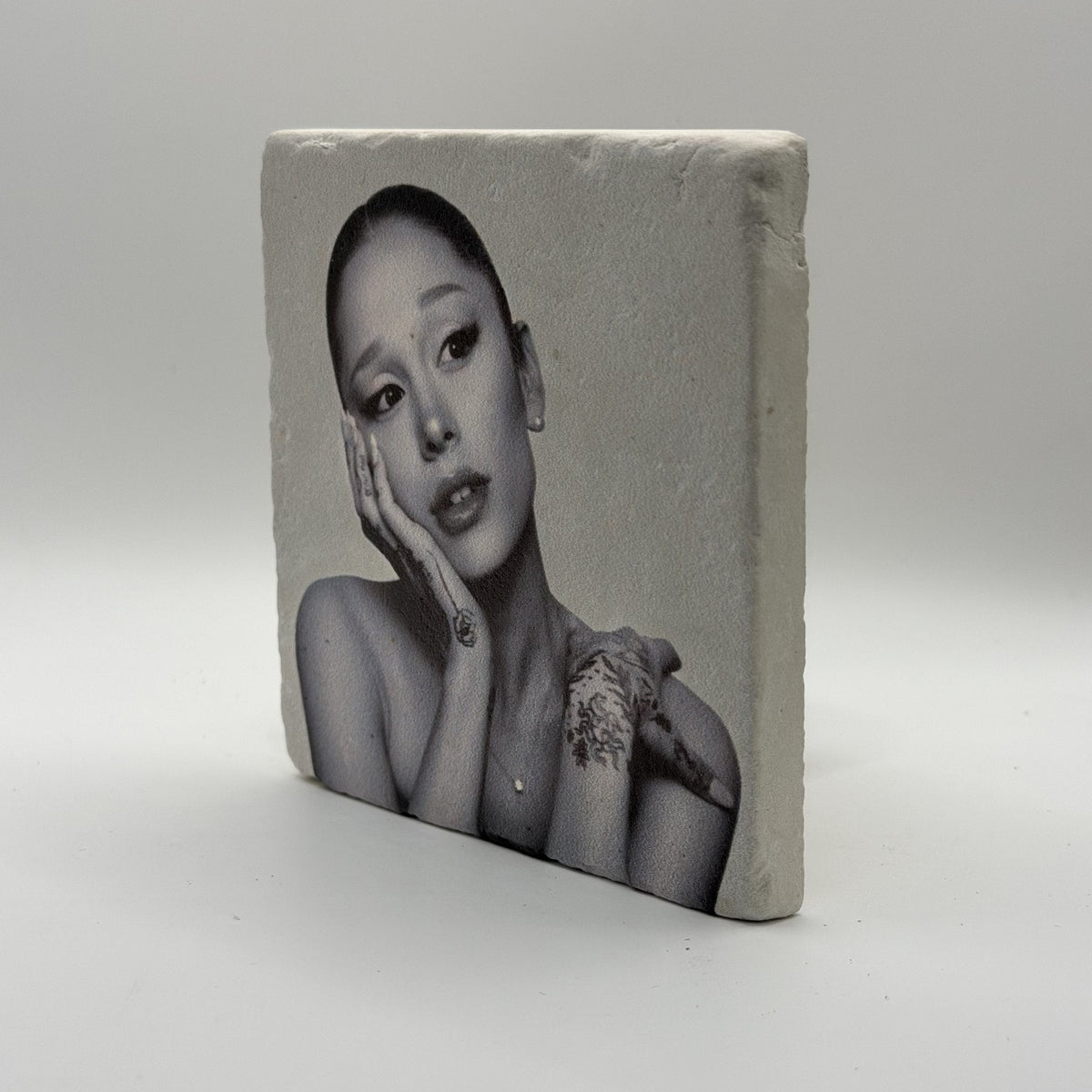 Amy Winehouse Portrait Natural Travertine Stone Coaster artwork