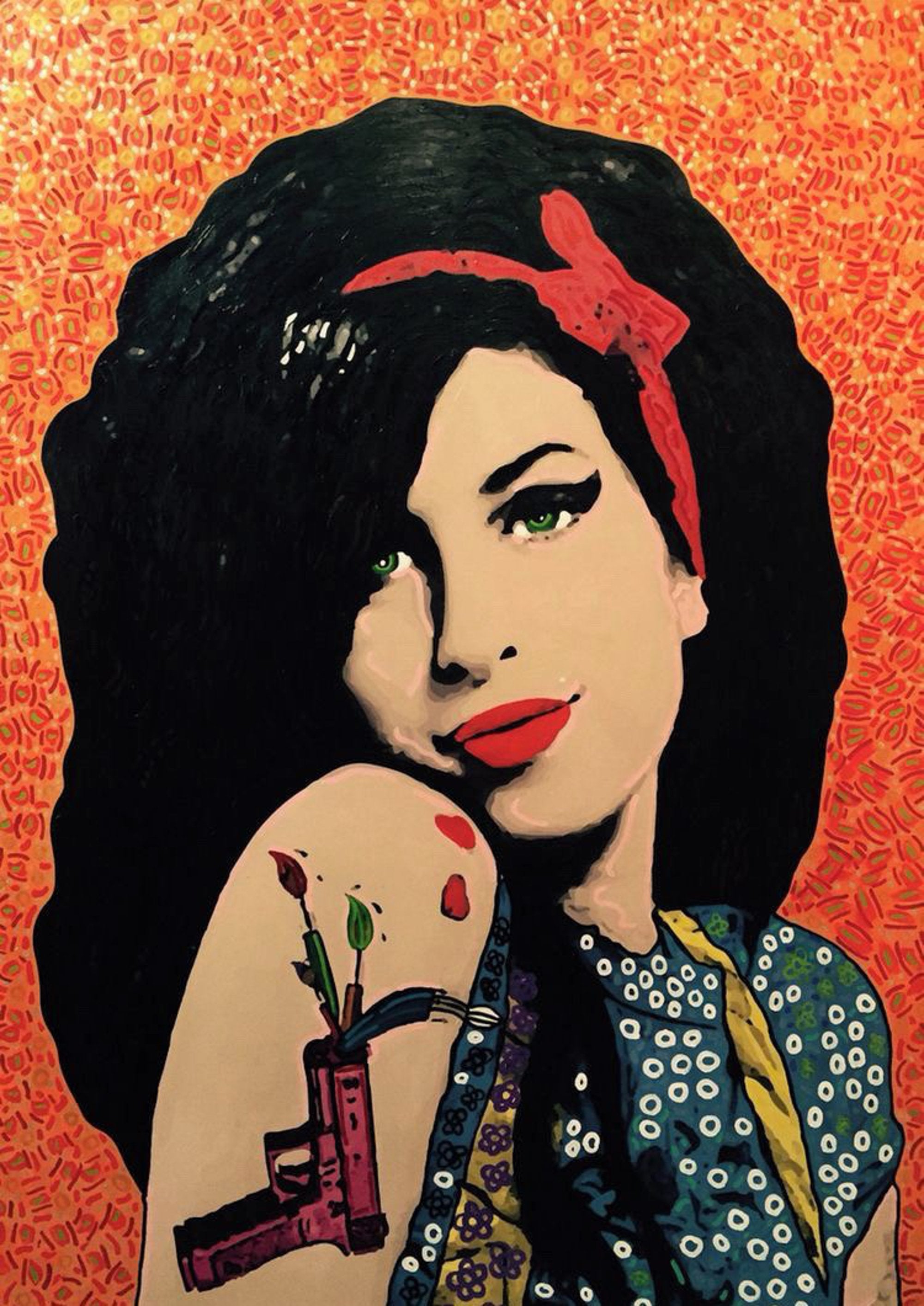 Amy Winehouse tattoo artwork printed on MDF wall poster