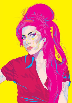 Amy Winehouse pop art artwork printed on MDF wall poster