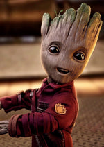 Baby Groot cartoon artwork printed on MDF wall poster