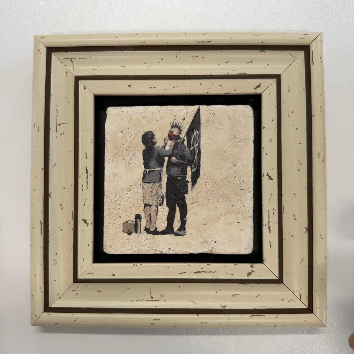 Variant Mapping v4 | banksy-anarchist-street-art-natural-stone-coaster | with White Frame | sha256:ef5540694a6d