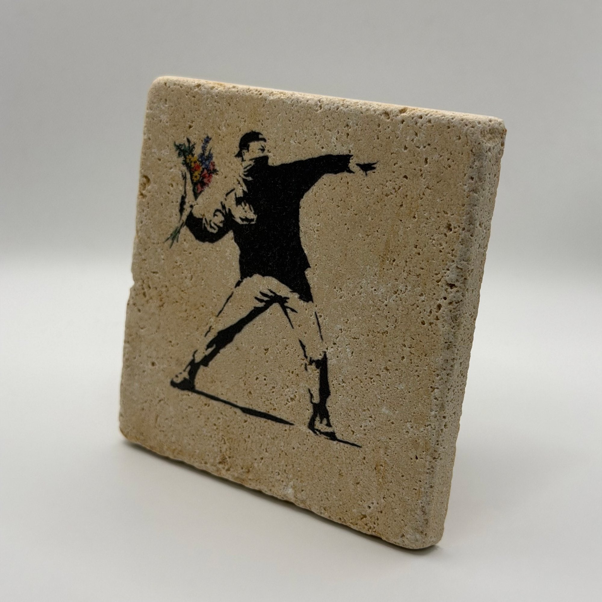Banksy Flower Thrower Stone Coaster