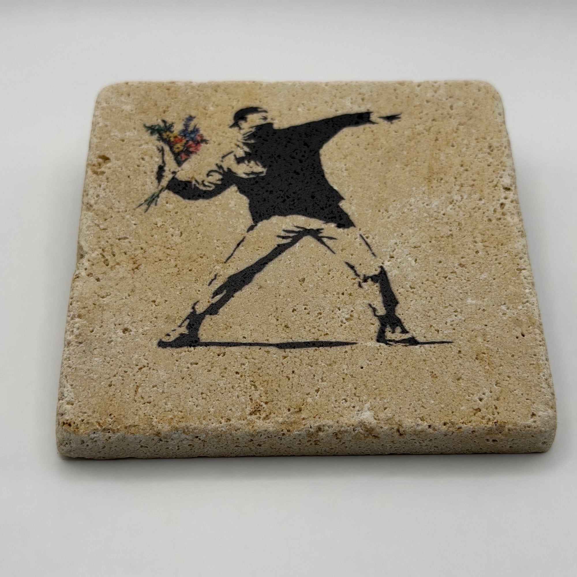Banksy Flower Thrower Stone Coaster