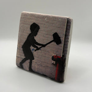 Banksy Hammer Boy Stone Coaster