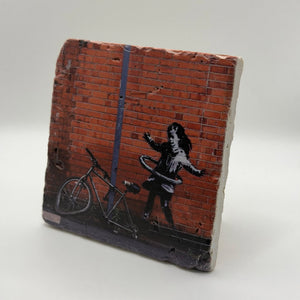 Banksy Hula Hoop Girl Stone Coaster