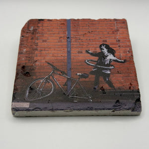 Banksy Hula Hoop Girl Stone Coaster