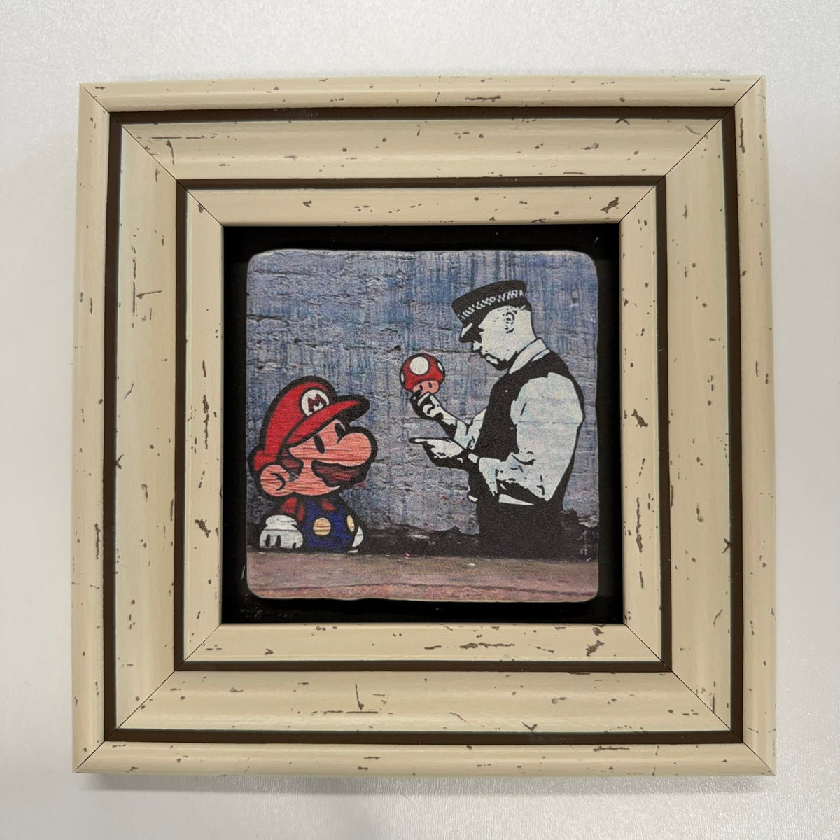 Variant Mapping v4 | banksy-mario-and-cop-natural-stone-coaster | with White Frame | sha256:5f8cf73b0a74