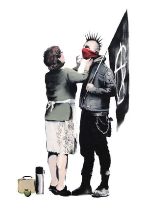 Banksy Mother and Punk Son artwork printed on MDF wall poster