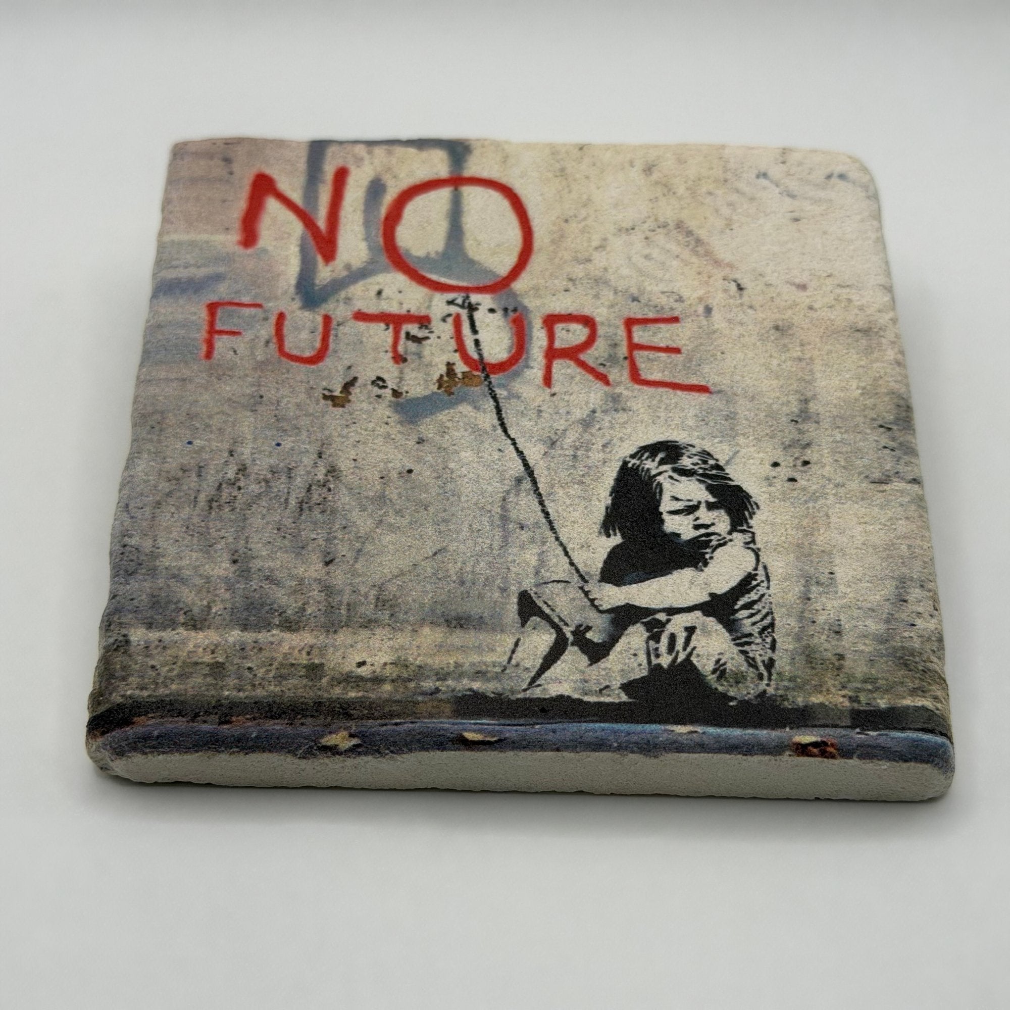 Banksy No Future Stone Coaster