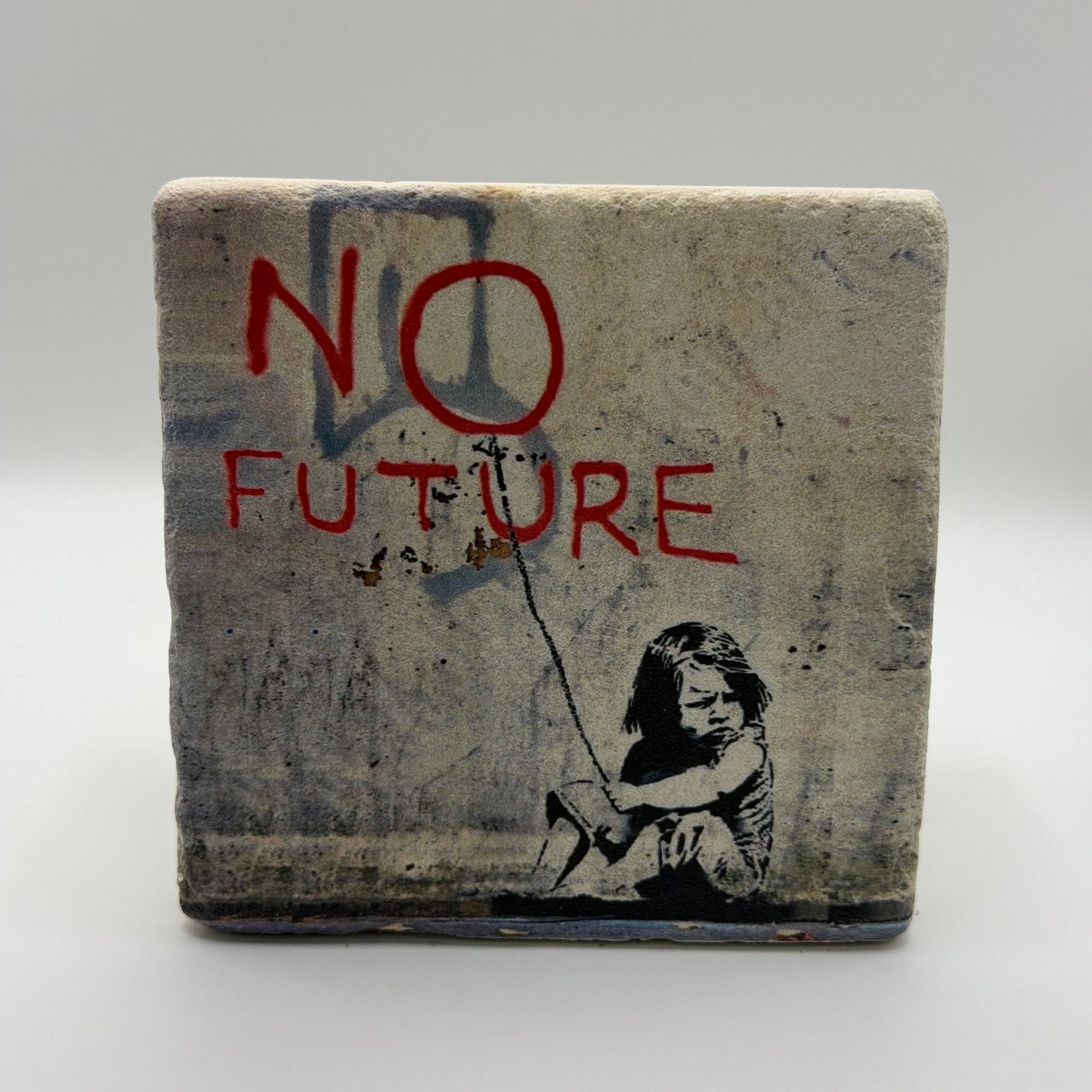 Banksy No Future Stone Coaster