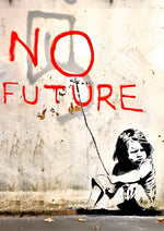 Banksy No Future Girl artwork printed on MDF wall poster