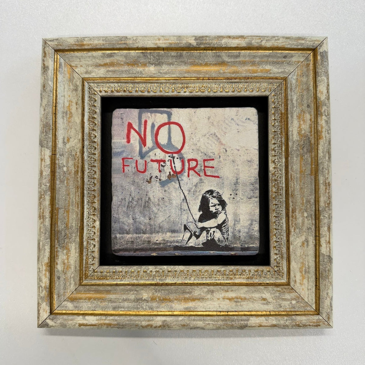 Variant Mapping v4 | banksy-no-future-natural-stone-coaster | with Gold Frame | sha256:dd7e56989224
