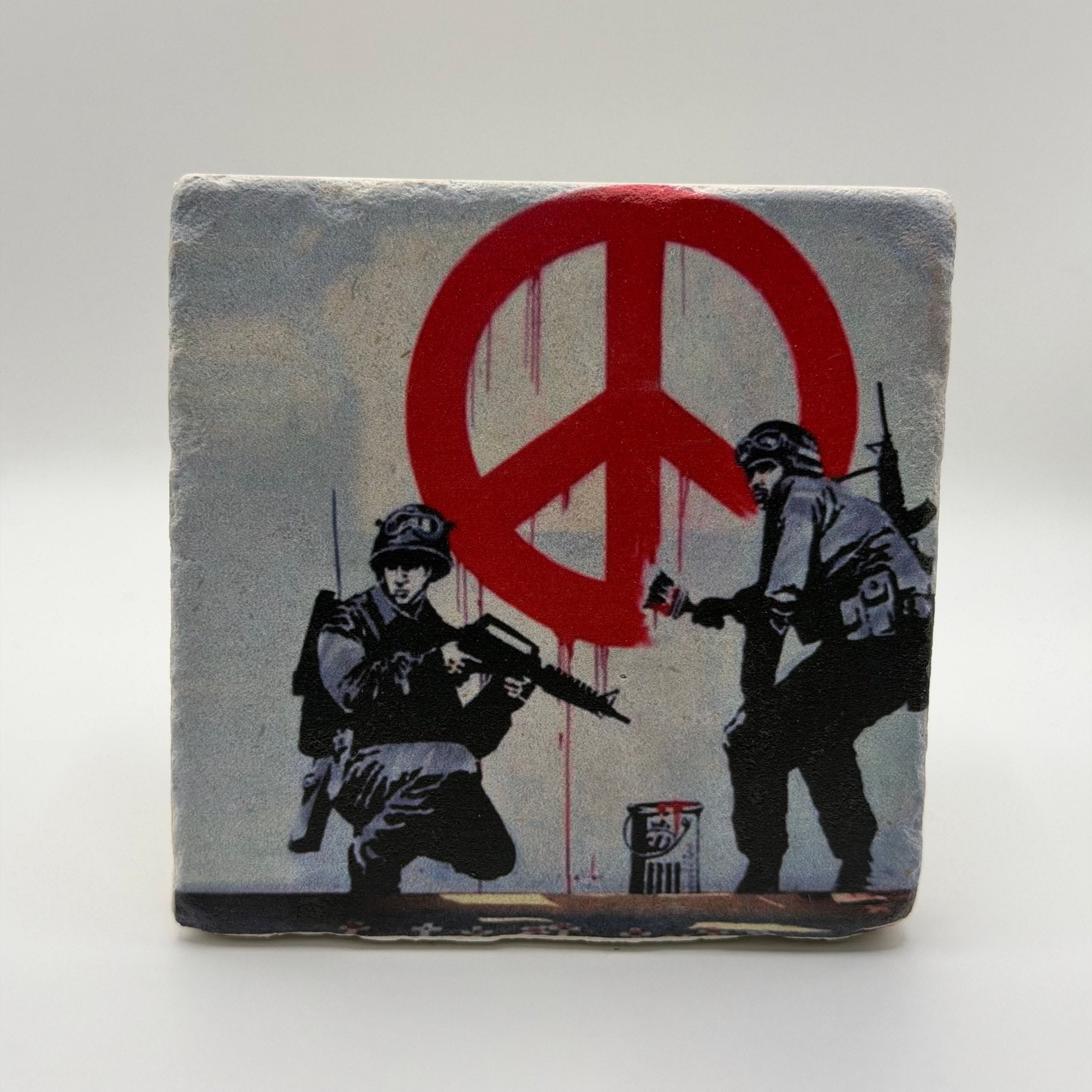 Banksy Peace Soldiers Stone Coaster