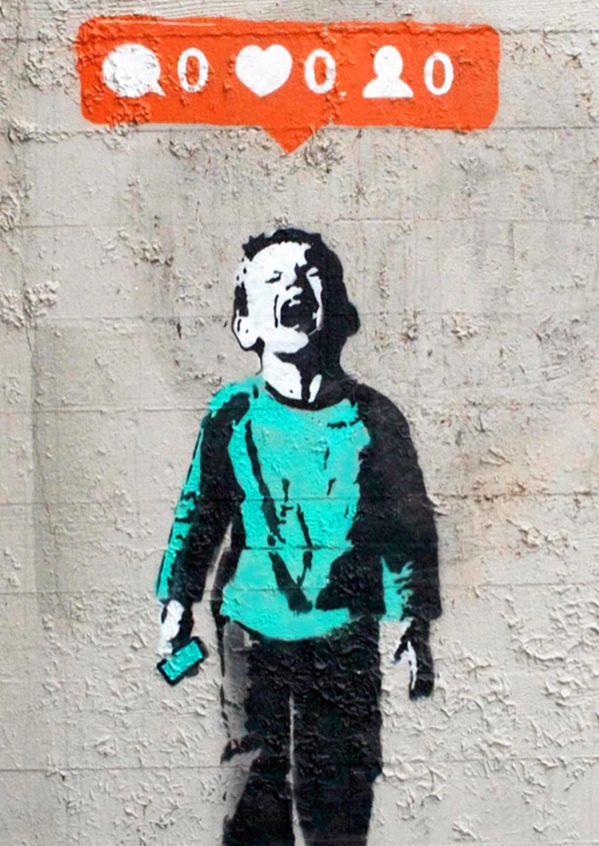 Banksy Social Media Addiction artwork printed on MDF wall poster