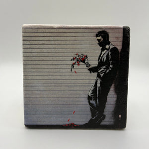 Banksy Waiting In Vain Stone Coaster