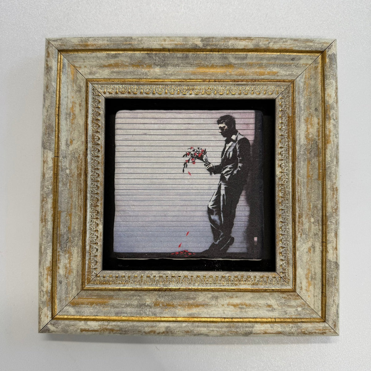 Variant Mapping v4 | banksy-waiting-in-vain-natural-stone-coaster | with Gold Frame | sha256:49266e0747d9