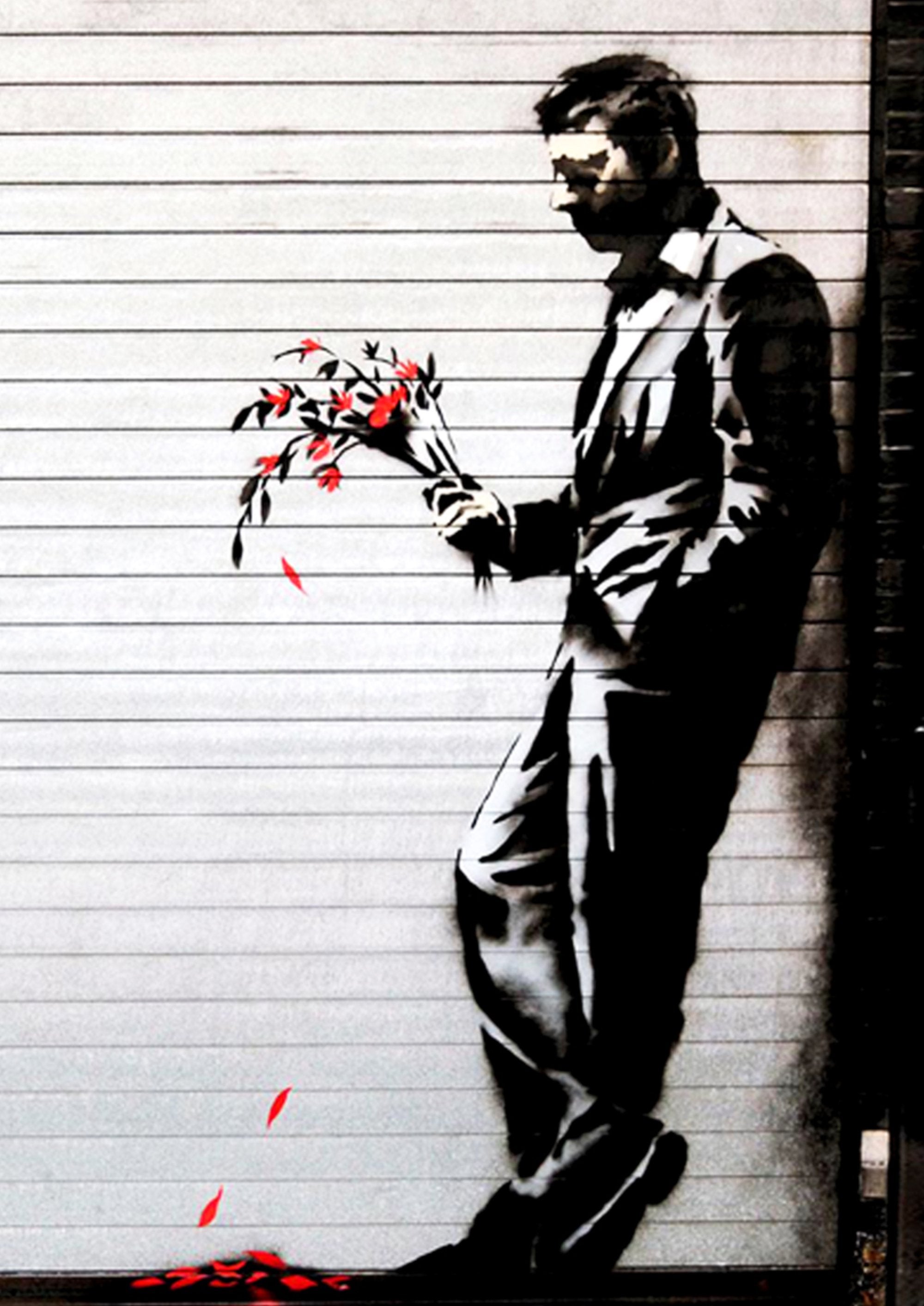 Banksy Waiting In Vain Wither artwork printed on MDF wall poster