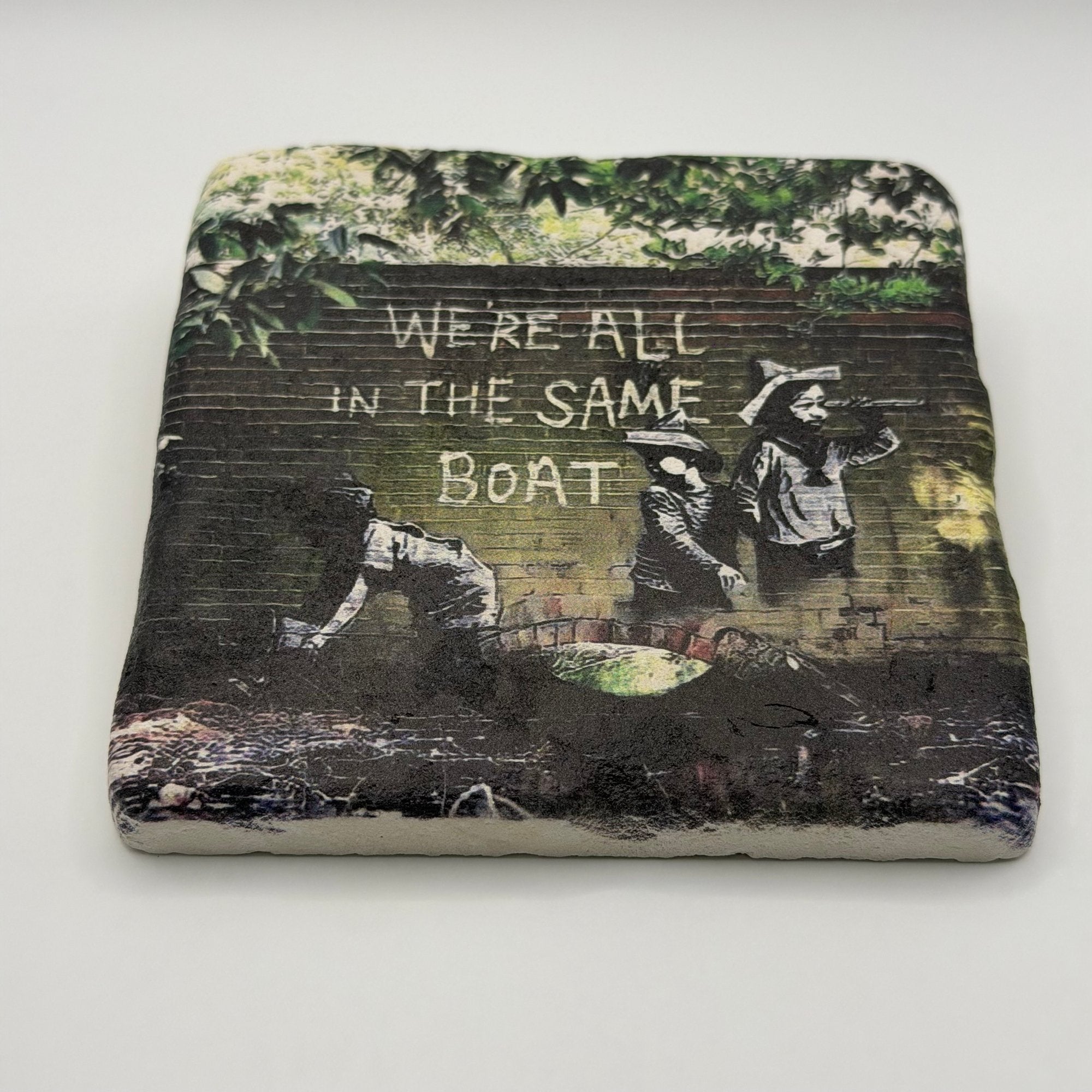 Banksy We're All In the Same Boat Stone Coaster