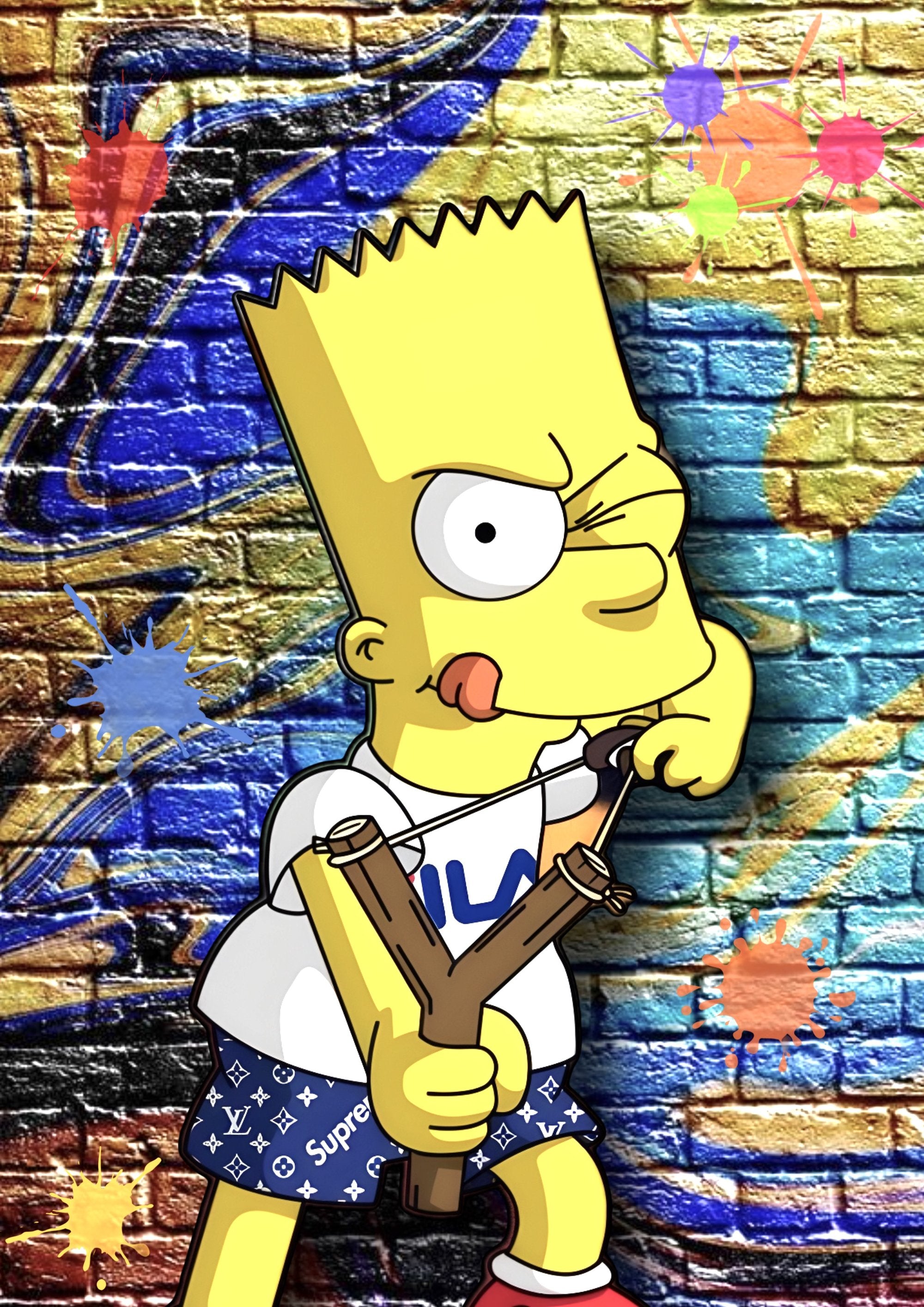 Bart Simpson graffiti artwork printed on MDF wall poster