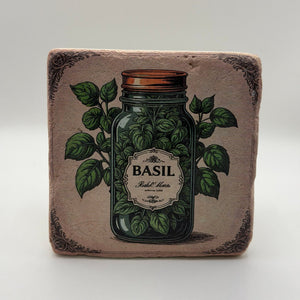 Basil Herb Stone Coaster