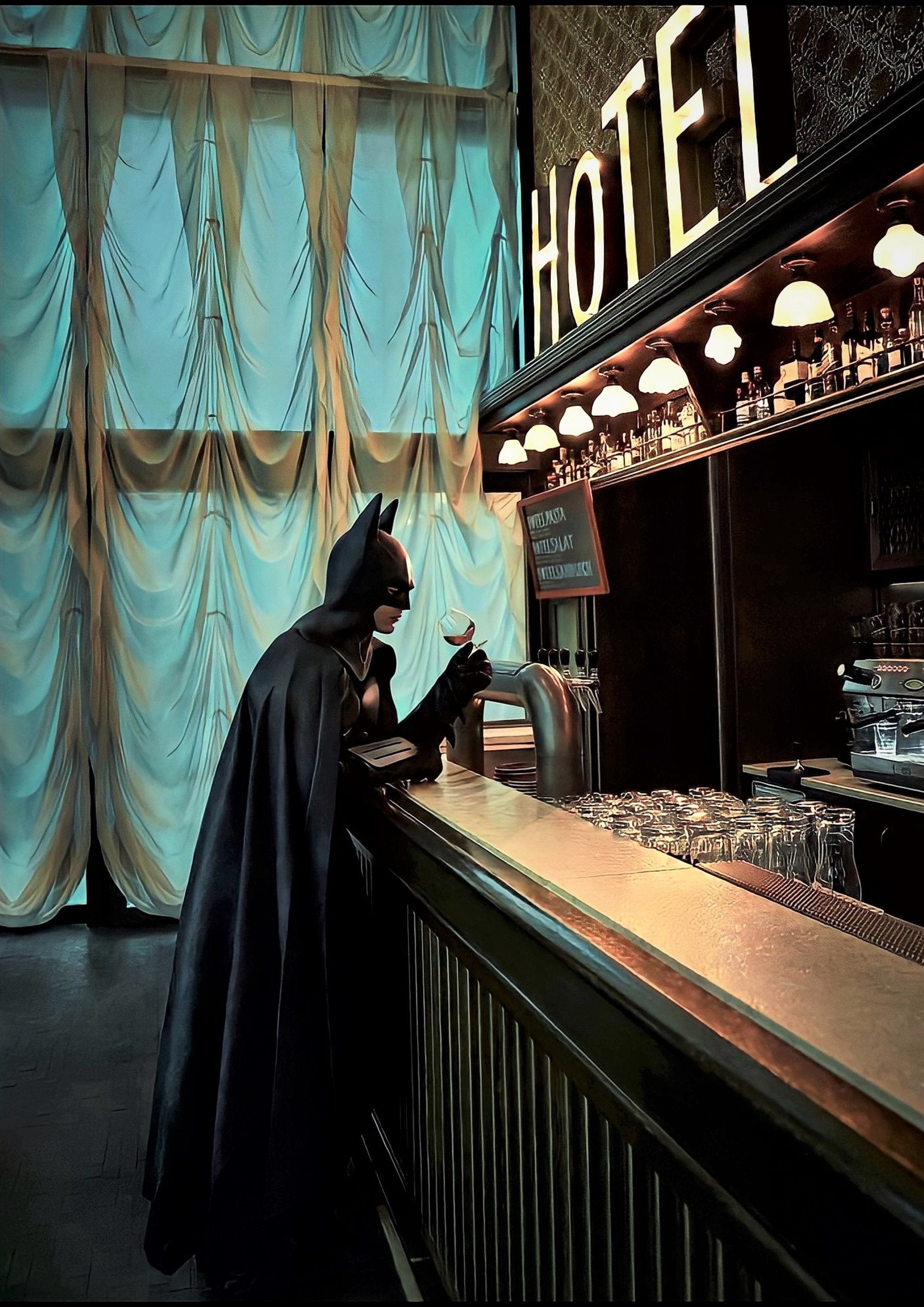 Batman Hotel Lobby artwork printed on MDF wall poster