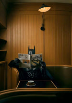 Batman character from the movie reading a newspaper printed on MDF wall poster