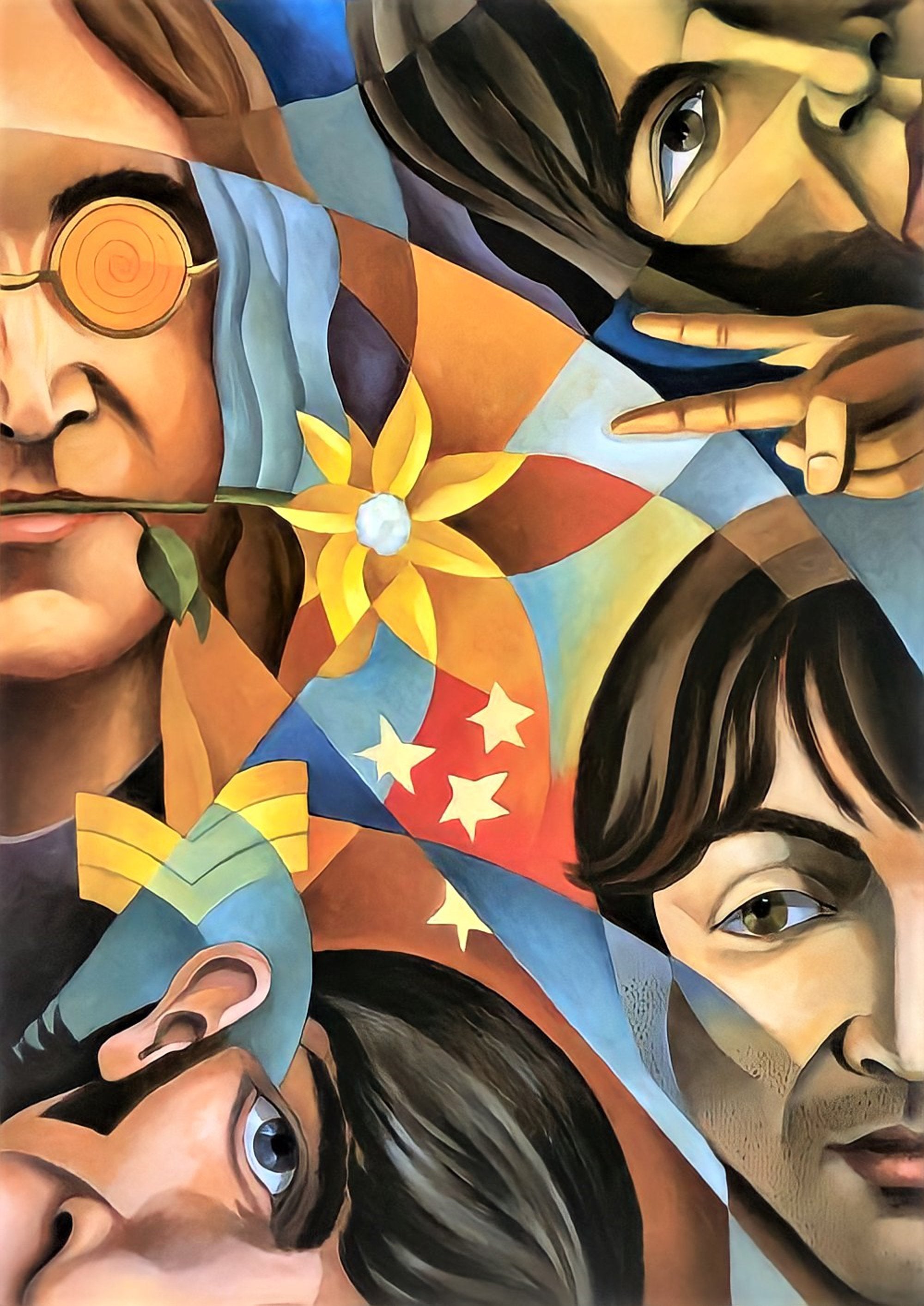 Beatles Yellow Submarine artwork printed on MDF wall poster