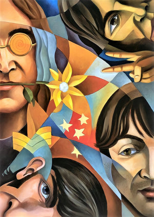 Beatles Yellow Submarine artwork printed on MDF wall poster