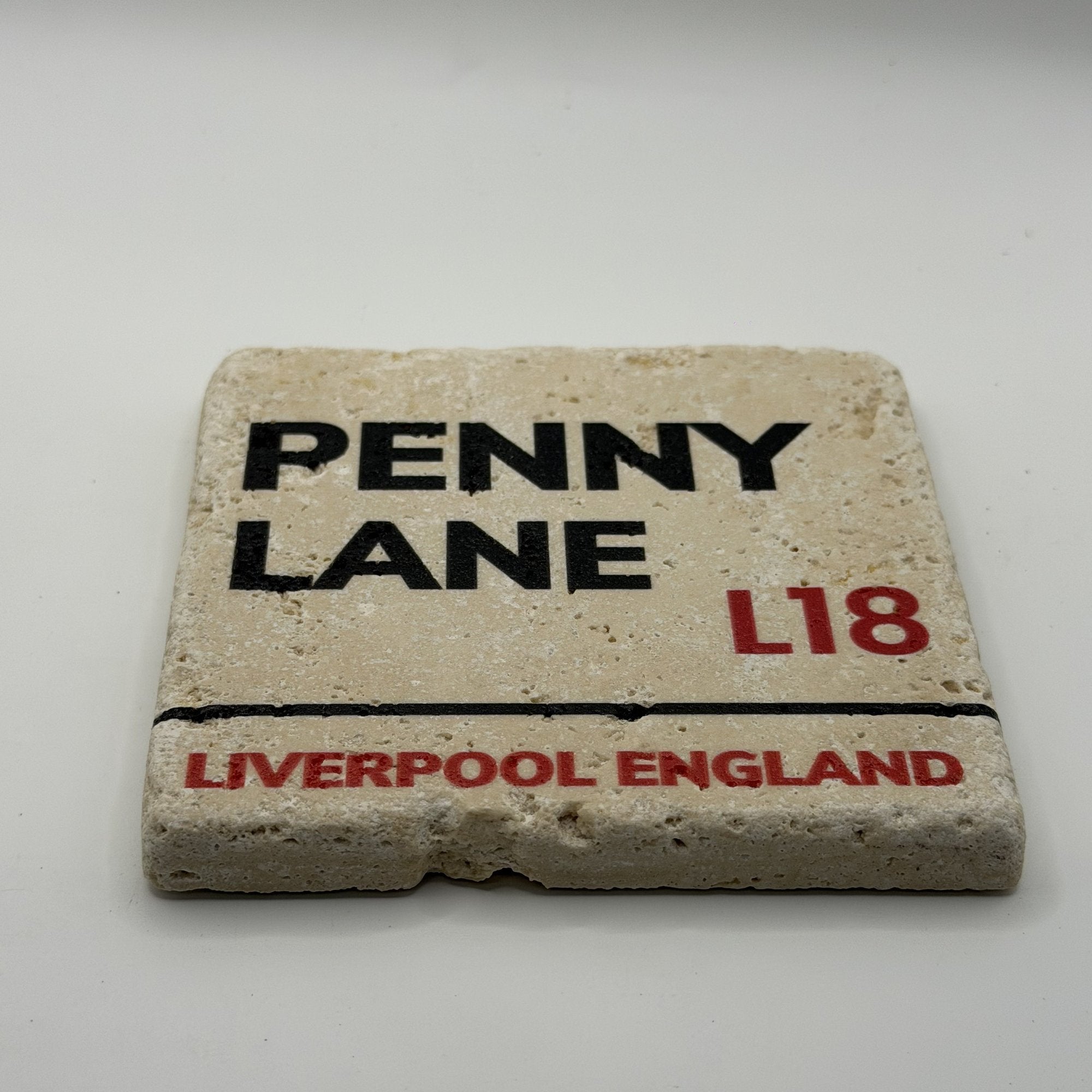 Beware A Grumpy Old Liverpool Fan Lives Here Natural Travertine Stone Coaster artwork