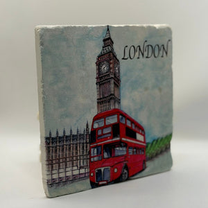 Big Ben London Natural Travertine Stone Hotpad artwork