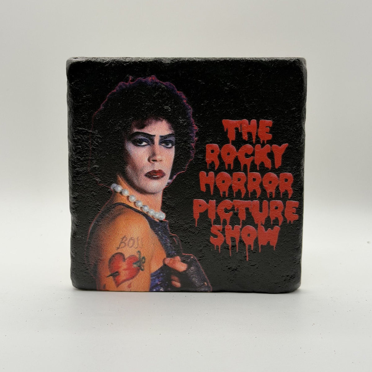 Billie Eilish Natural Travertine Stone Coaster artwork