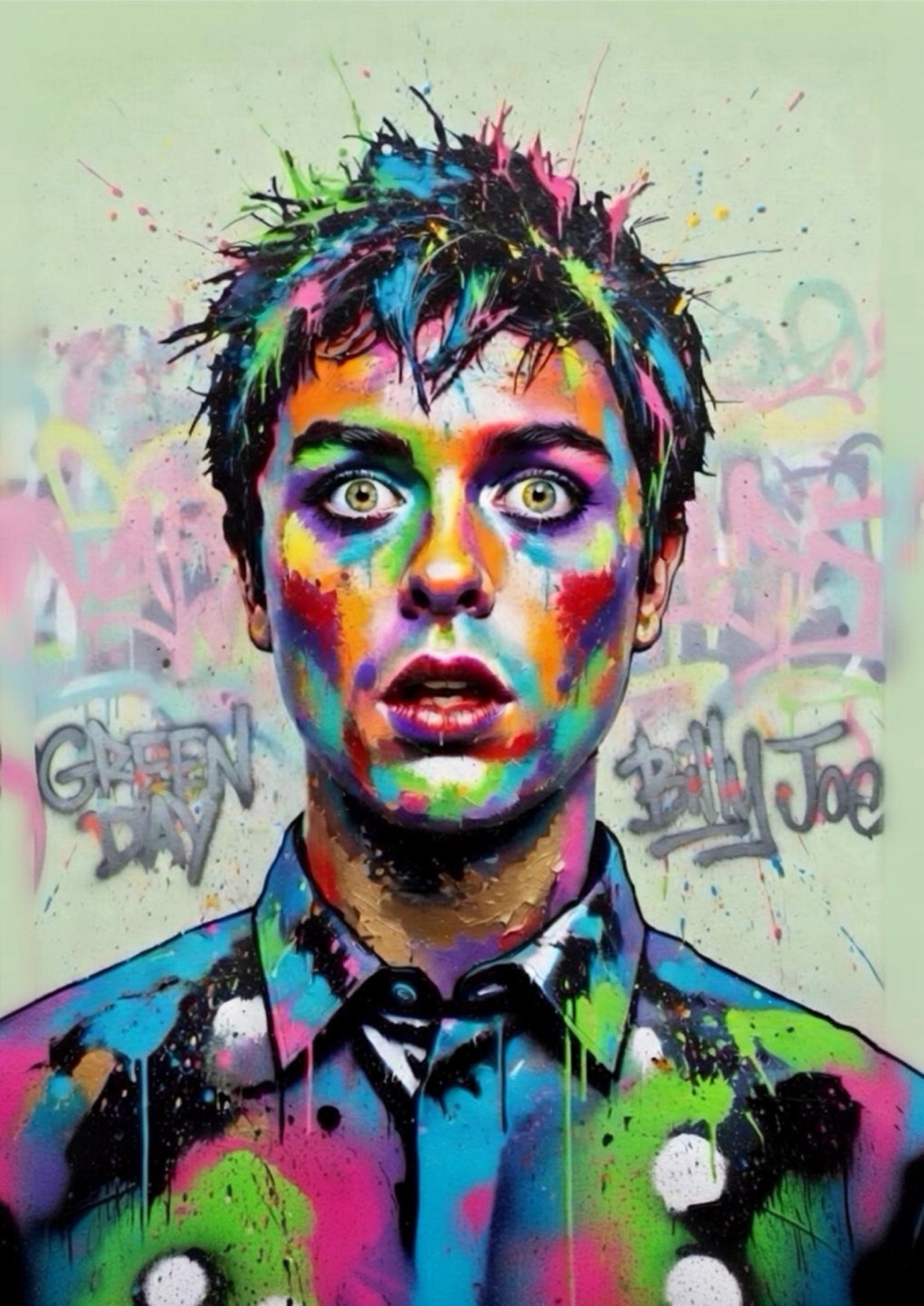Billie Joe Armstrong's graffiti artwork printed on MDF wall poster