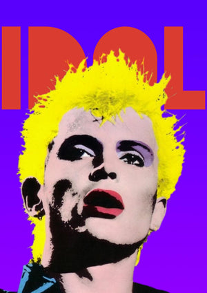 Billy Idol pop art artwork printed on MDF wall poster