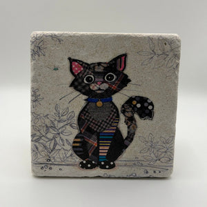Black Cat Stone Coaster