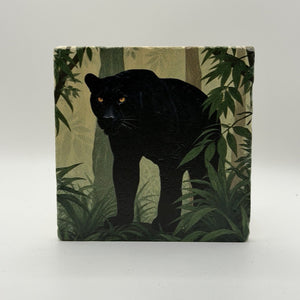 Black Panther Natural Travertine Stone Coaster artwork