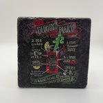 Bloody Mary artwork printed on square travertine stone coaster