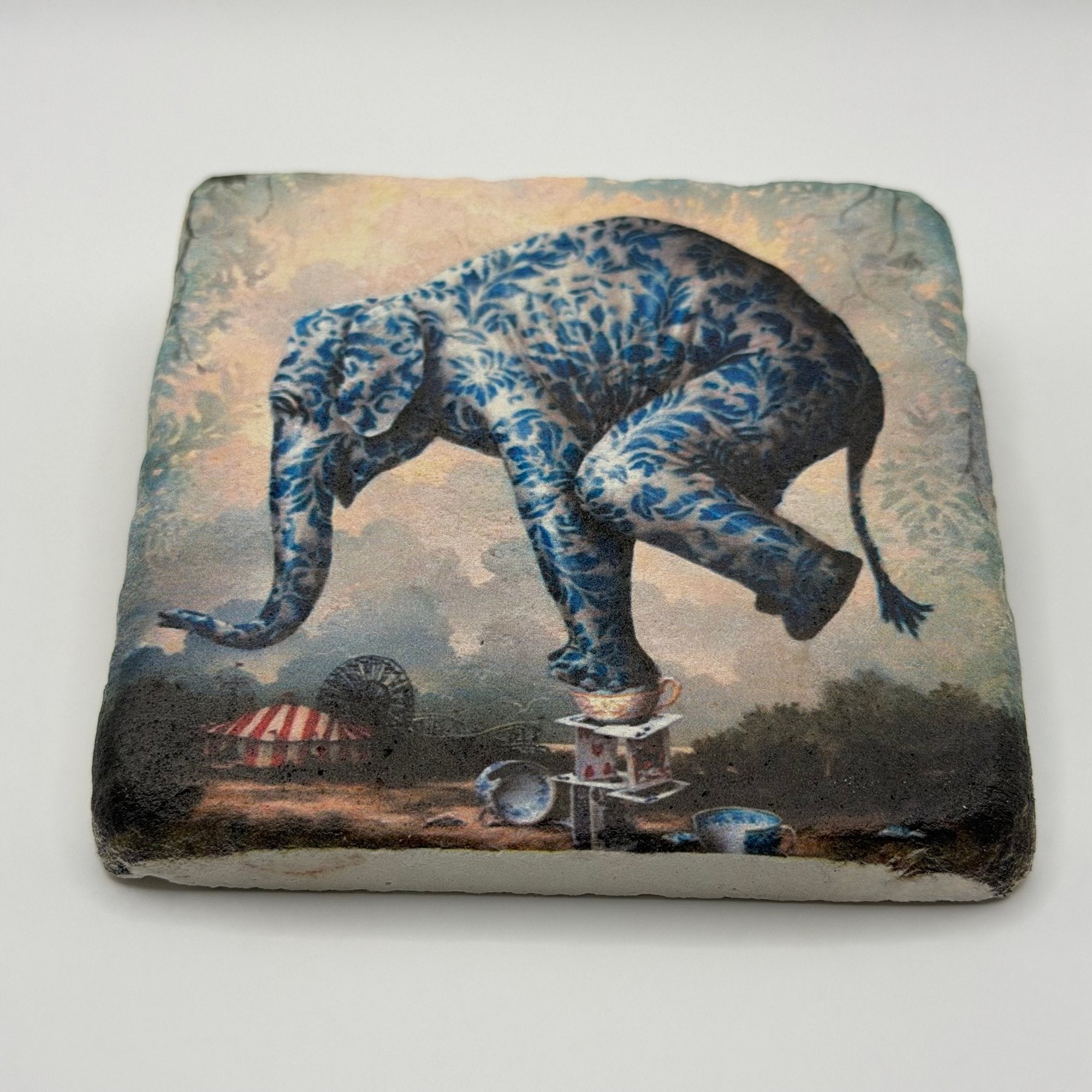 Cute Blue Elephant Stone Coaster