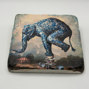 Cute Blue Elephant Stone Coaster