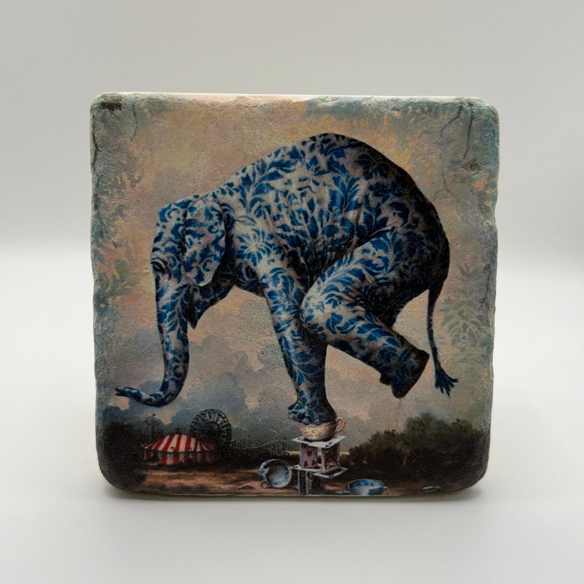 Cute Blue Elephant Stone Coaster