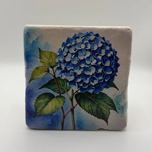 Vintage Blue Hydrangea Stone Coaster