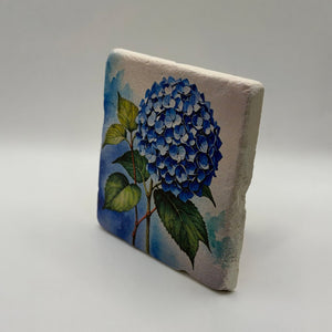Vintage Blue Hydrangea Stone Coaster