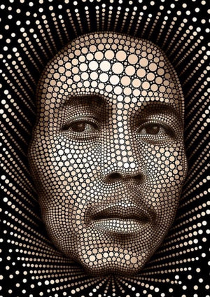 Bob Marley Mosaic artwork printed on MDF wall poster