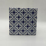 Boho tribal pattern printed on square natural travertine stone coaster