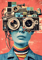 Boombox Camera Girl artwork printed on MDF wall poster