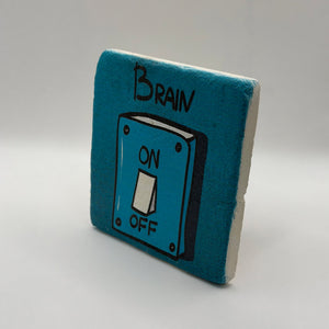 Brain on Off Stone Coaster