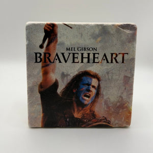 Braveheart artwork printed on square travertine stone coaster