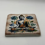 Buddha Mandala Natural Travertine Stone Coaster artwork