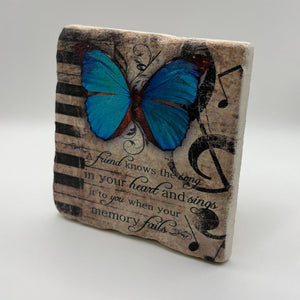 Butterfly Blue Stone Coaster