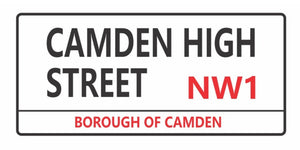 Camden High Street London street sign design displayed as wall decor